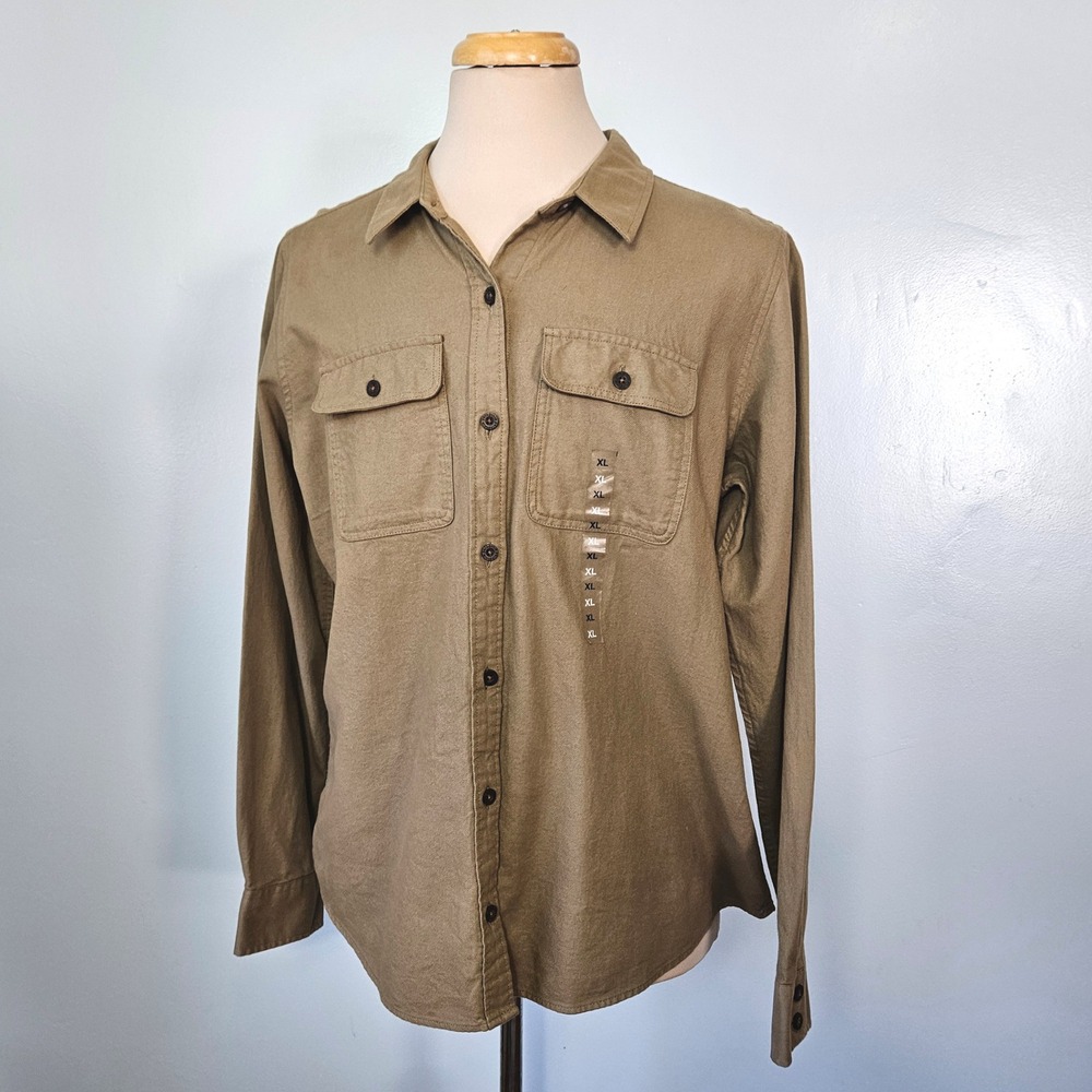 Patagonia Midweight Fjord Flannel Shirt XL Sage Khaki Organic Cotton 42405 NEW